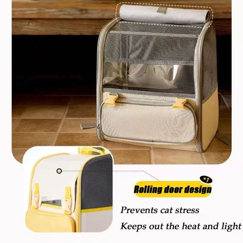 Car Cat Carrier for Honda Accord Crosstour 2009-2012, Pet Carrier Travel Bag for Small Medium Cats with Mesh Ventilation, Breathable Foldable for Airplane, Car, Vet Visits,Yellow