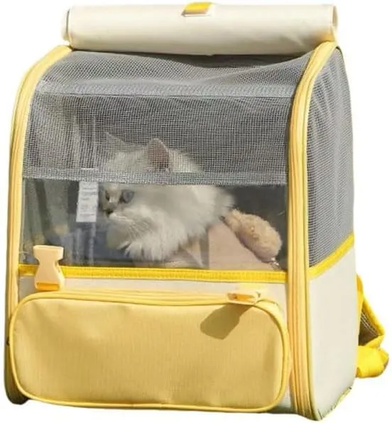 Car Cat Carrier for Honda Accord Crosstour 2009-2012, Pet Carrier Travel Bag for Small Medium Cats with Mesh Ventilation, Breathable Foldable for Airplane, Car, Vet Visits,Yellow
