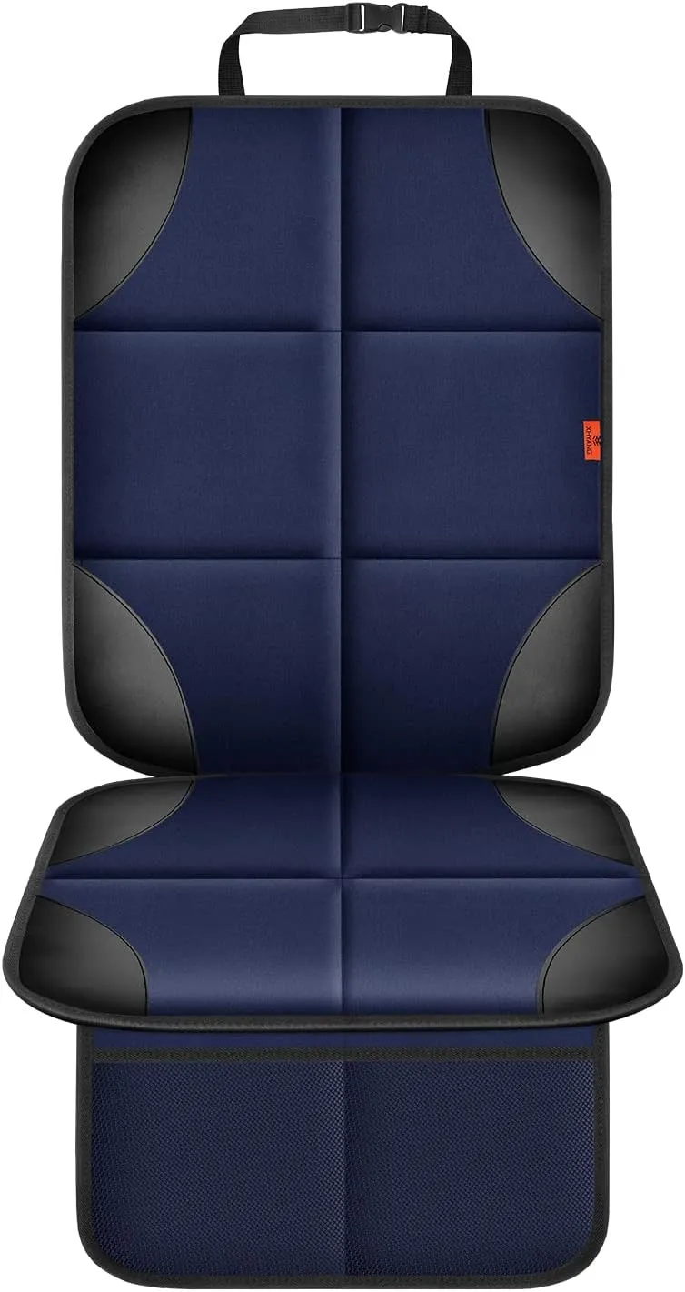 Car Seat Protector 1 Pack Car Seat Cushion Mat Thickest Padding,Waterproof 600D Fabric Car Seat Covers for Non-Slip Backing Mesh Pockets for Baby and Pet 1 Seat Protector Blue