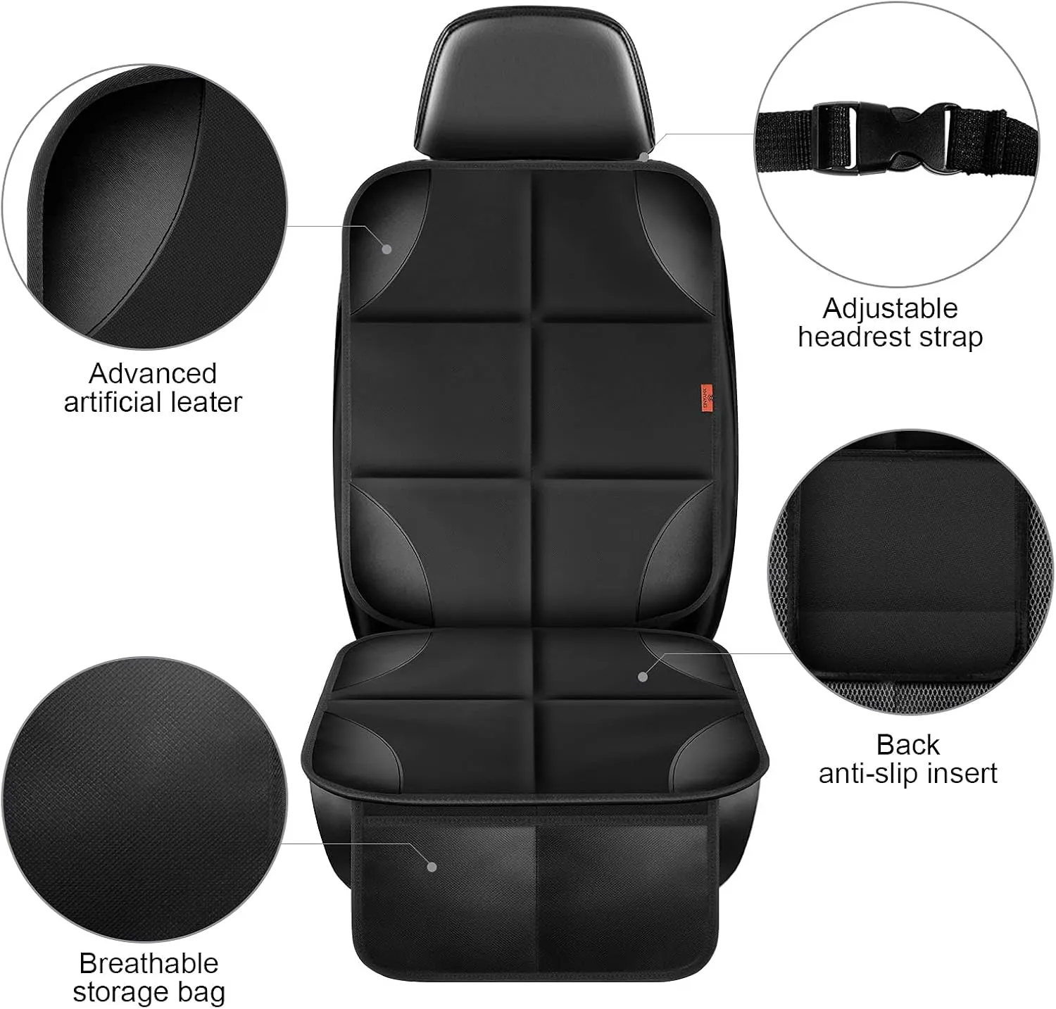 Car Seat Protector 1 Pack Car Seat Cushion Mat Thickest Padding,Waterproof 600D Fabric Car Seat Covers for Non-Slip Backing Mesh Pockets for Baby and Pet 1 Seat Protector Blue