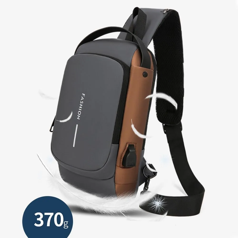 Carbon Fiber Streamline Anti-Theft Sling Bag, USB Charging Sport Sling,Waterproof Shoulder Backpack, for Daily Trips (Blue)