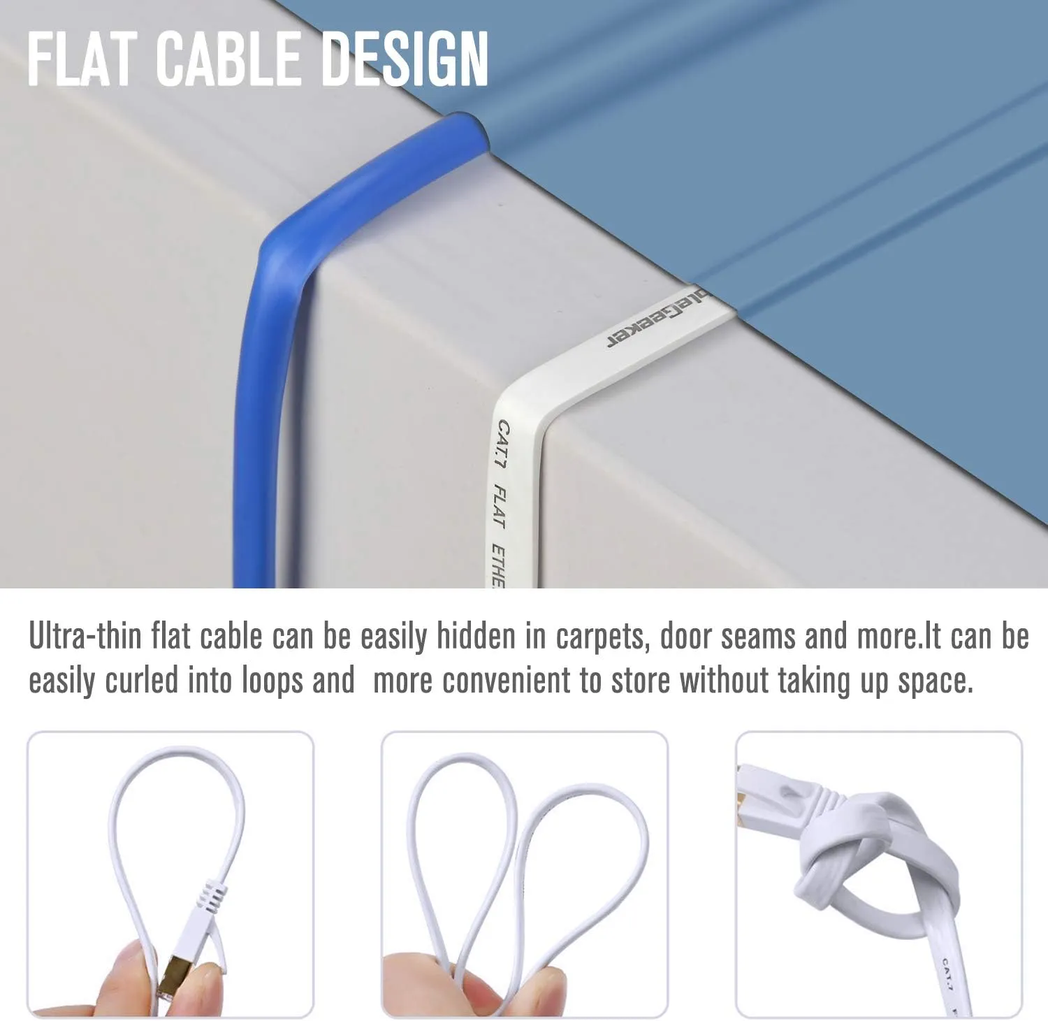 Cat 7 Ethernet Cable 3 ft 6 Pack (Highest Speed Cable) Cat7 Flat Shielded Ethernet Patch Cables - Internet Cable for Modem, Router, LAN, Computer - Compatible with Cat 5e, Cat 6 Network