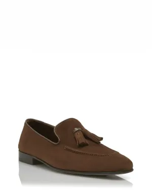 Chester Suede Tassel Loafer in Dark Brown