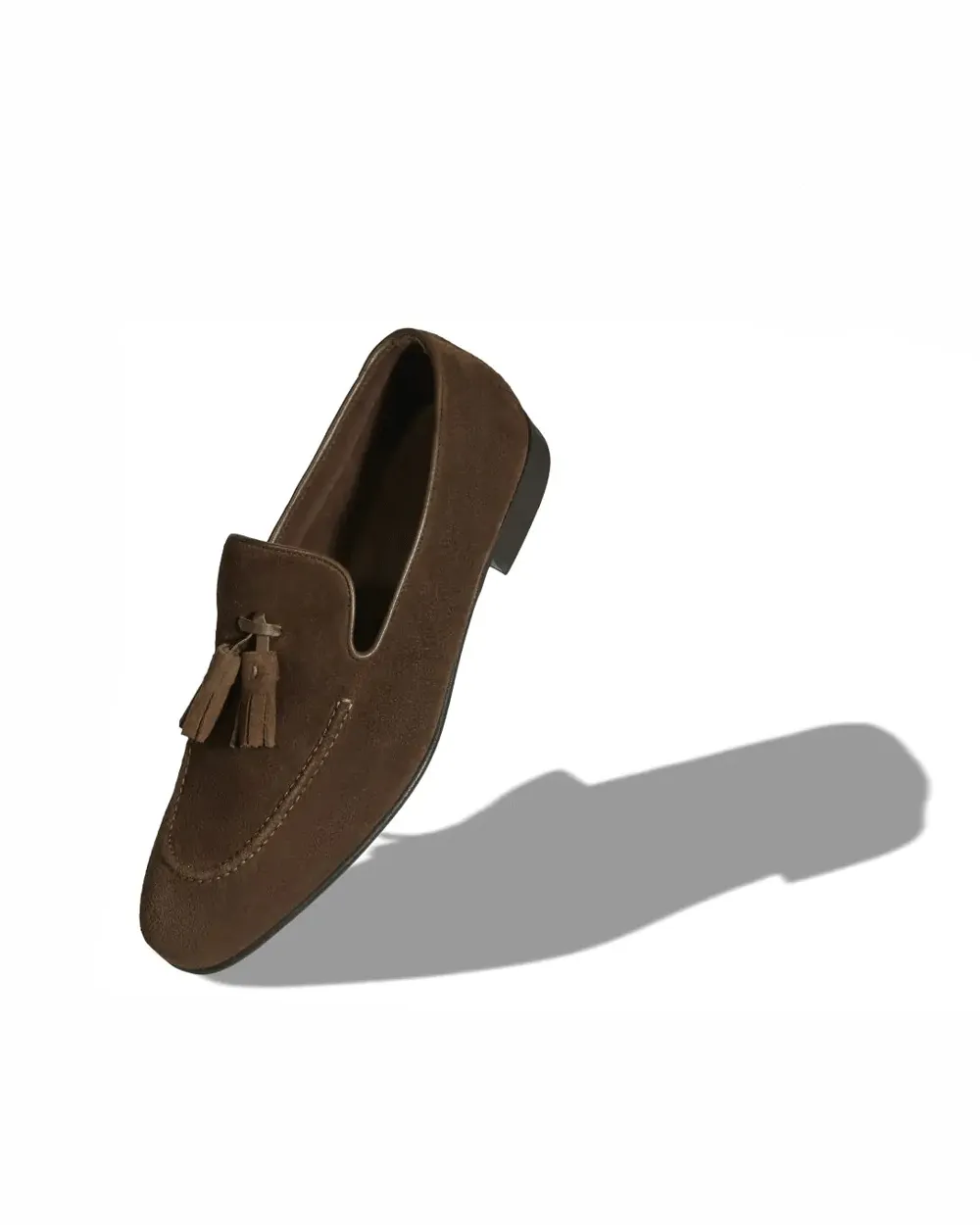 Chester Suede Tassel Loafer in Dark Brown