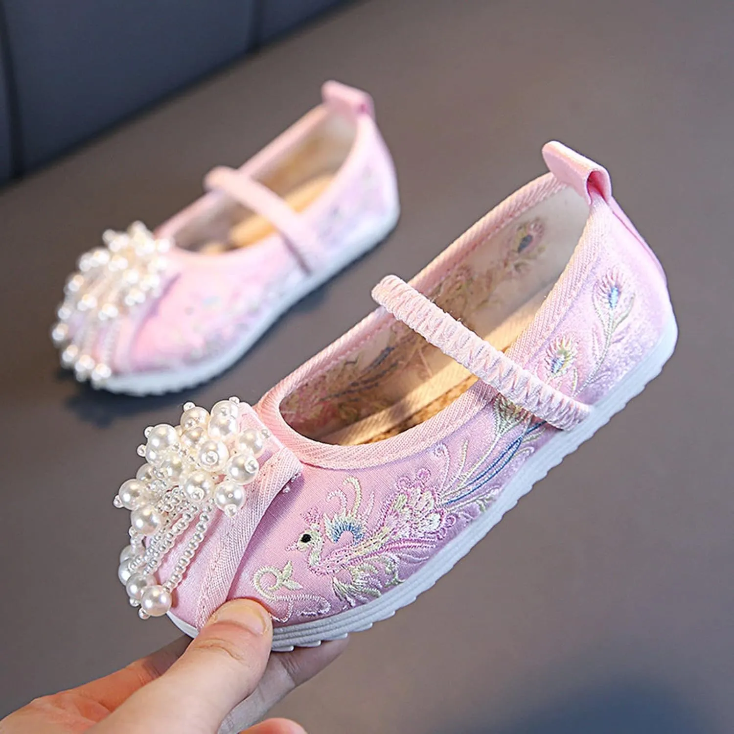 Chinese Traditional Embroidered Shoes Girls Ancient Round Toe Floral Flat𝘀 Fairy Sandals for Teen Girls