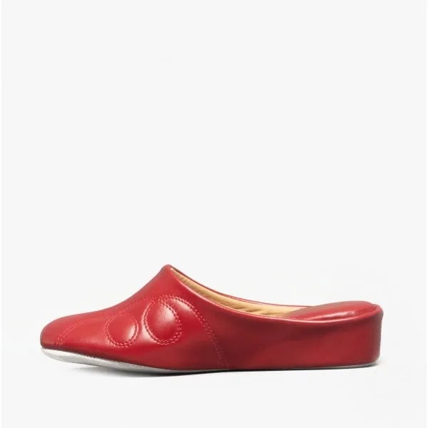 Cincasa Menorca MAHON Womens Leather Mule Slippers Red