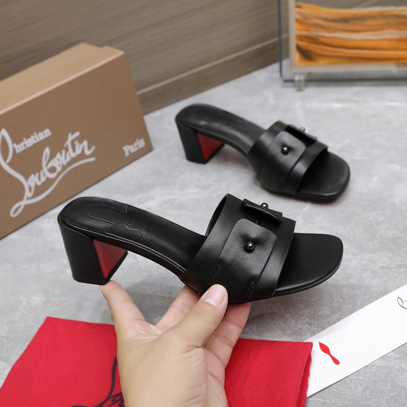 CL Mid Heel Mules Sheepskin 251553