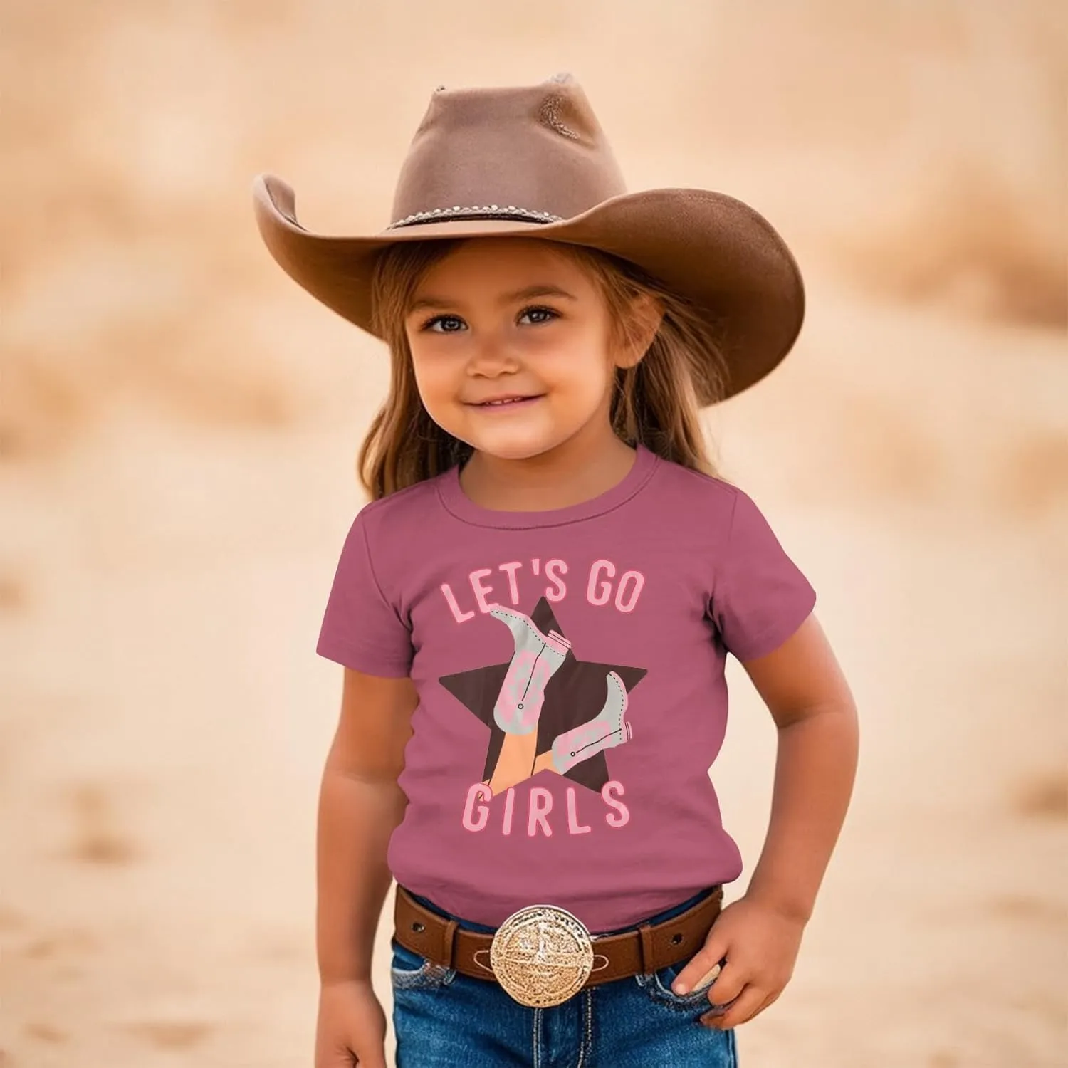 CM C&M WODRO Toddler Baby Girl Rodeo Western Cowgirl T-Shirt Funny Let’s Go Girl Boots Shirt Short Sleeve Summer Tee Tops