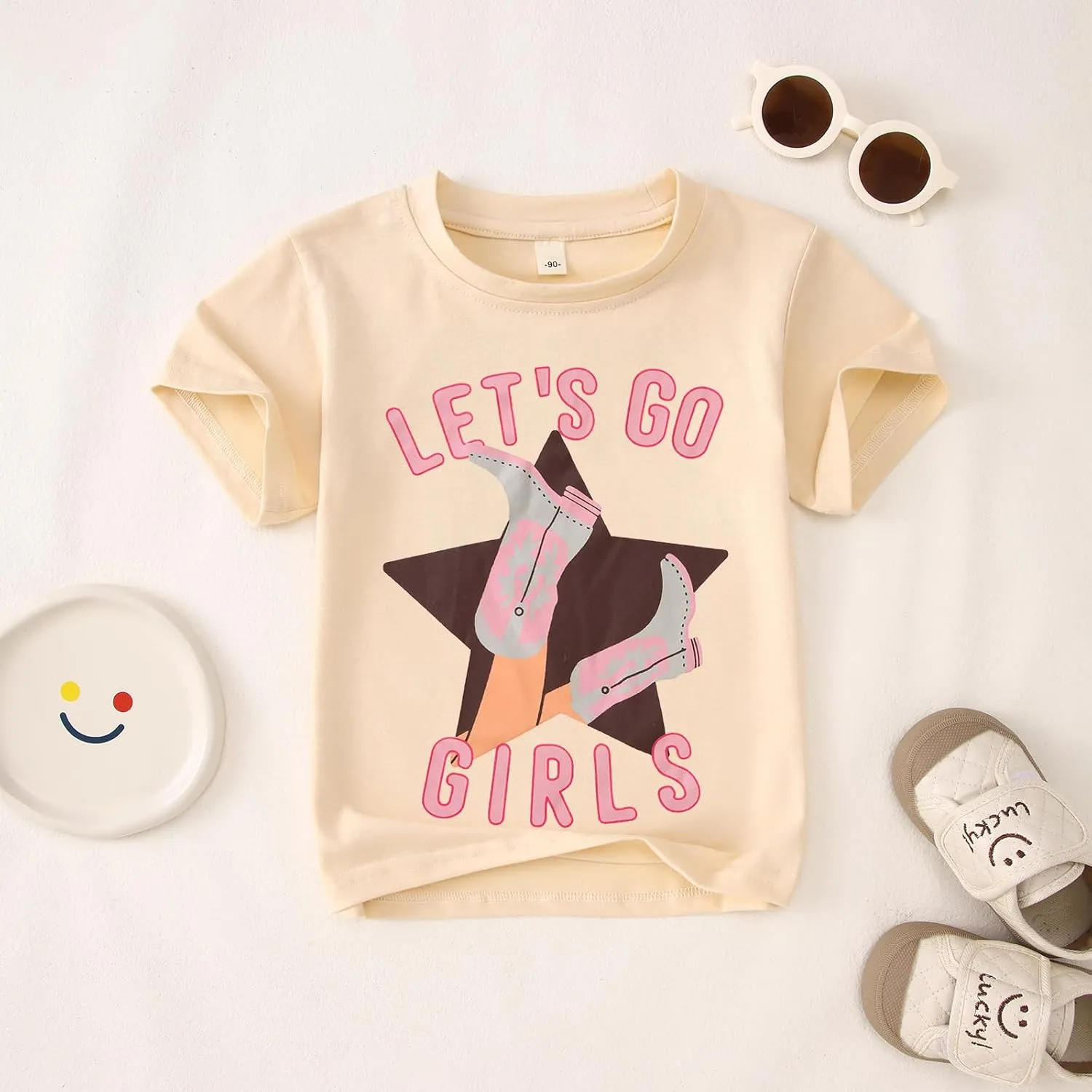 CM C&M WODRO Toddler Baby Girl Rodeo Western Cowgirl T-Shirt Funny Let’s Go Girl Boots Shirt Short Sleeve Summer Tee Tops