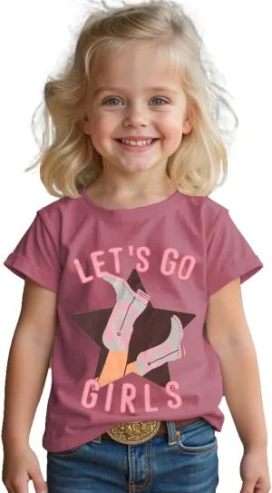 CM C&M WODRO Toddler Baby Girl Rodeo Western Cowgirl T-Shirt Funny Let’s Go Girl Boots Shirt Short Sleeve Summer Tee Tops