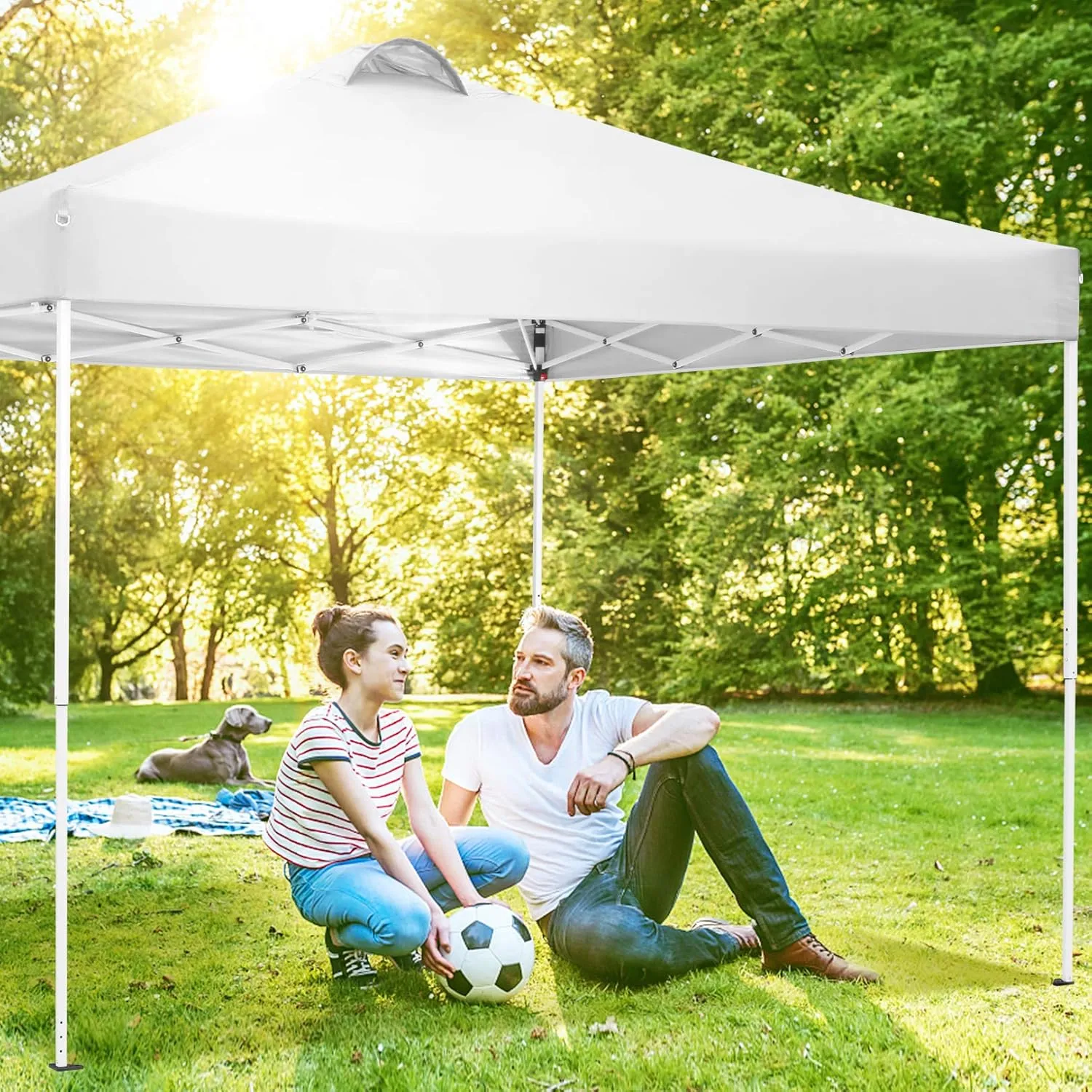 COBIZI Canopy Tent 10x10 Pop Up Outdoor Canopies with 4 Sidewalls Waterproof Commercial Instant Gazebo Tents for Party Patio Backyard with 4 Sandbags, 4 Stakes & 8 Ropes, White