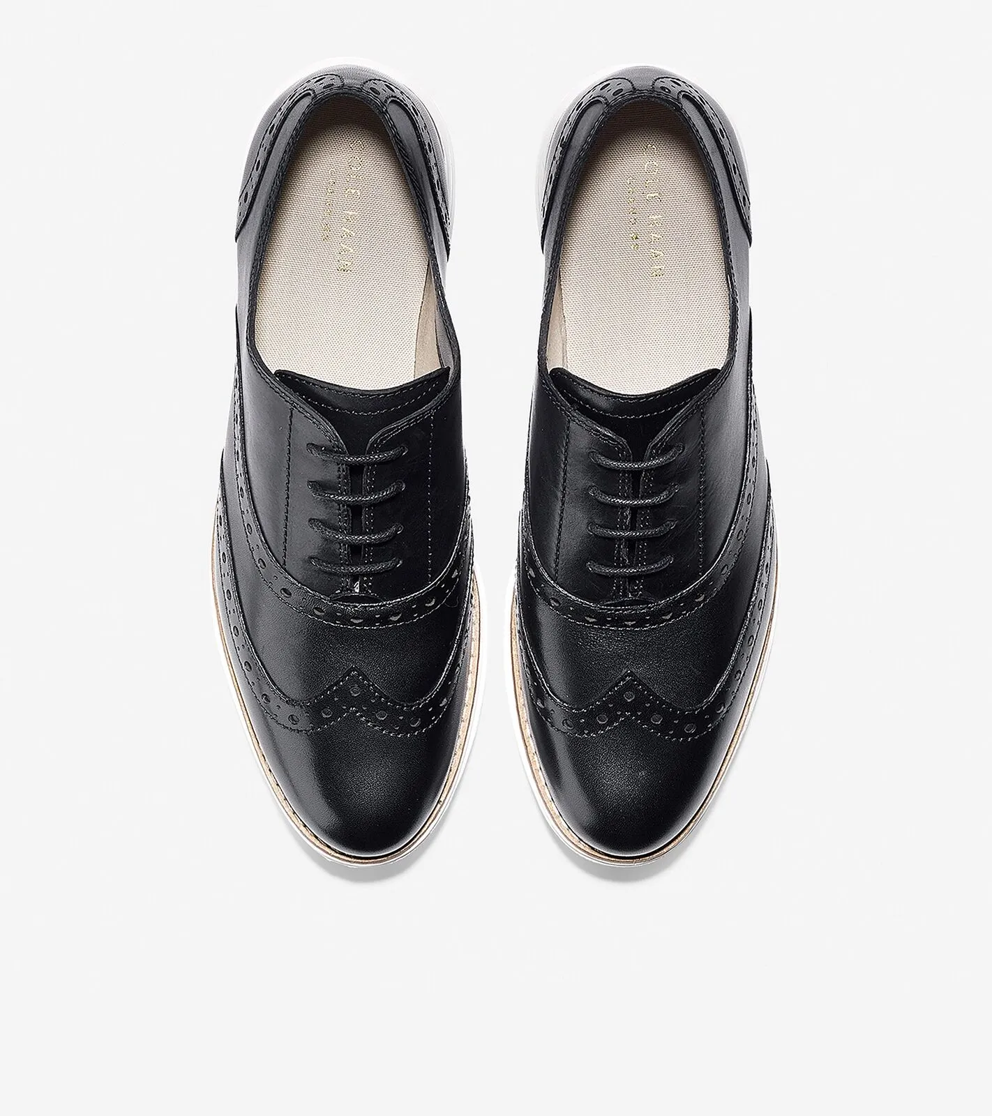 Cole Haan Women's Original Grand Wingtip Oxford Black/Optic White W02618