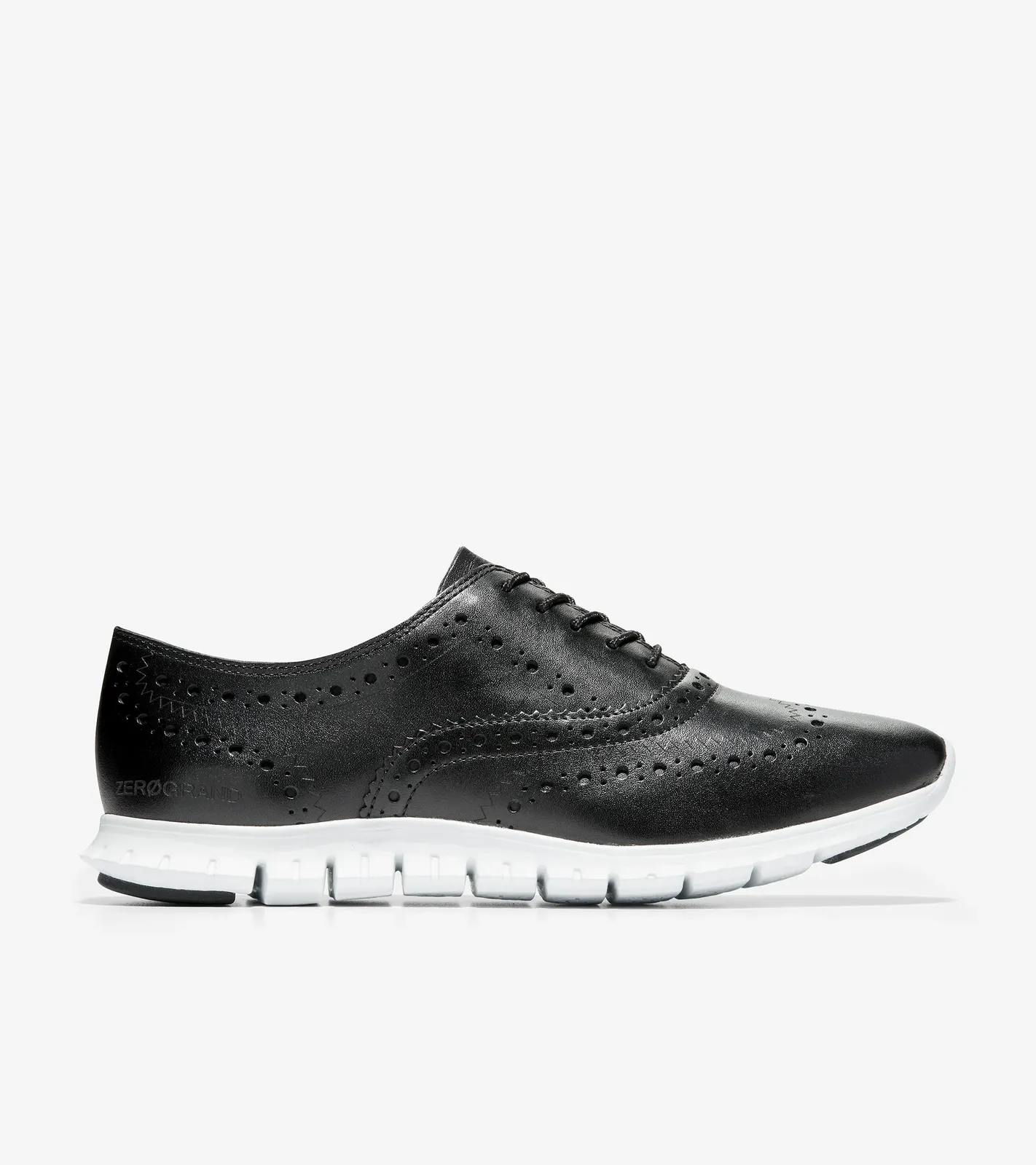 Cole Haan Women's ZERØGRAND Wingtip Oxford Black Leather Optic White W18202