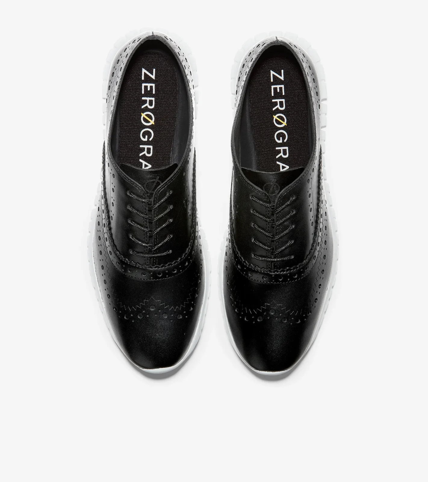 Cole Haan Women's ZERØGRAND Wingtip Oxford Black Leather Optic White W18202