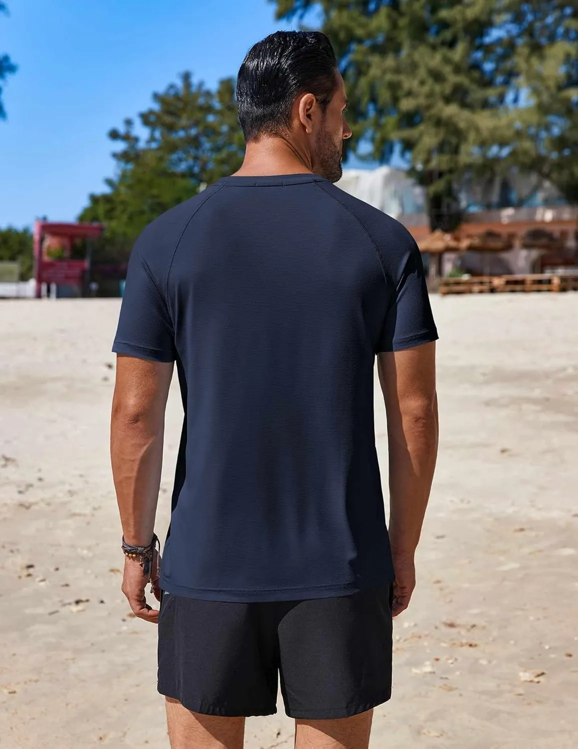 COOFANDY Mens Swim Shirt Short Sleeve UPF 50  Sun Protection Shirt Rah Guard Athletic Quick Dry T Shirts