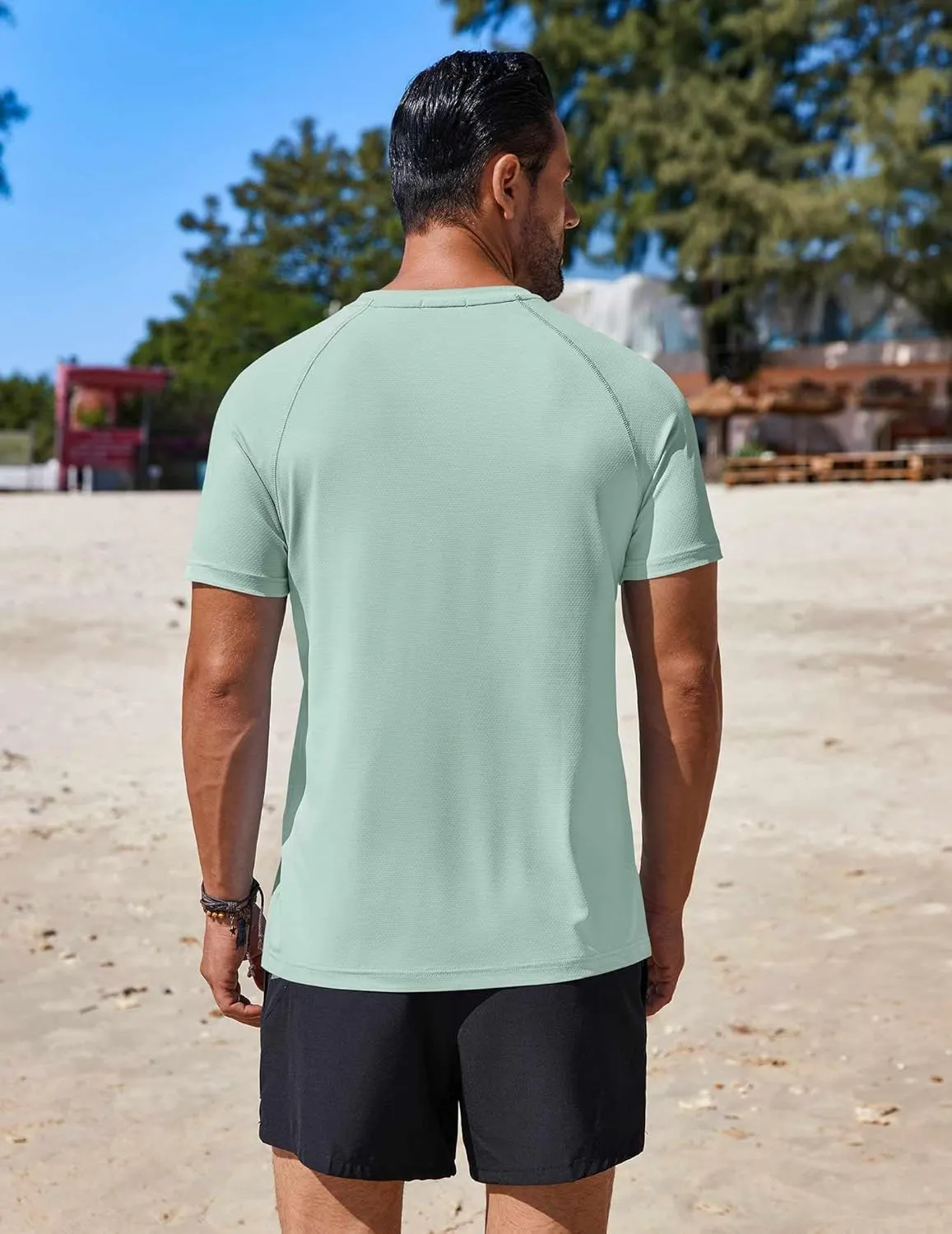 COOFANDY Mens Swim Shirt Short Sleeve UPF 50  Sun Protection Shirt Rah Guard Athletic Quick Dry T Shirts