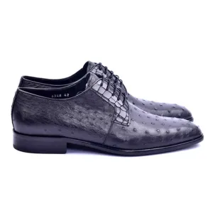 CORRENTE Genuine Ostrich Black Oxford Shoes