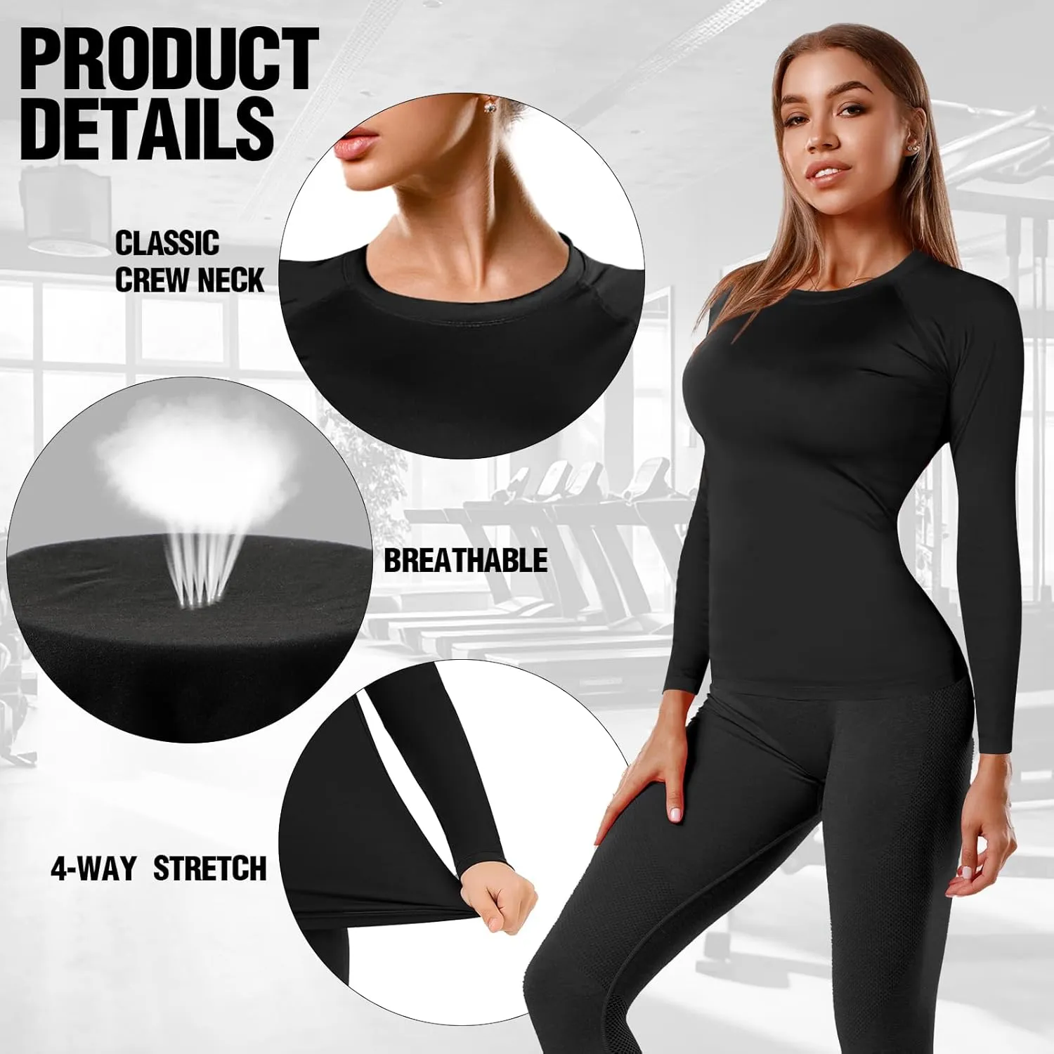 Coume 4 Pack Women's Compression Shirts Dry Fit Long/Short Sleeve Workout T-Shirt Athletic Top Baselayer Sport Yoga Gym Gear