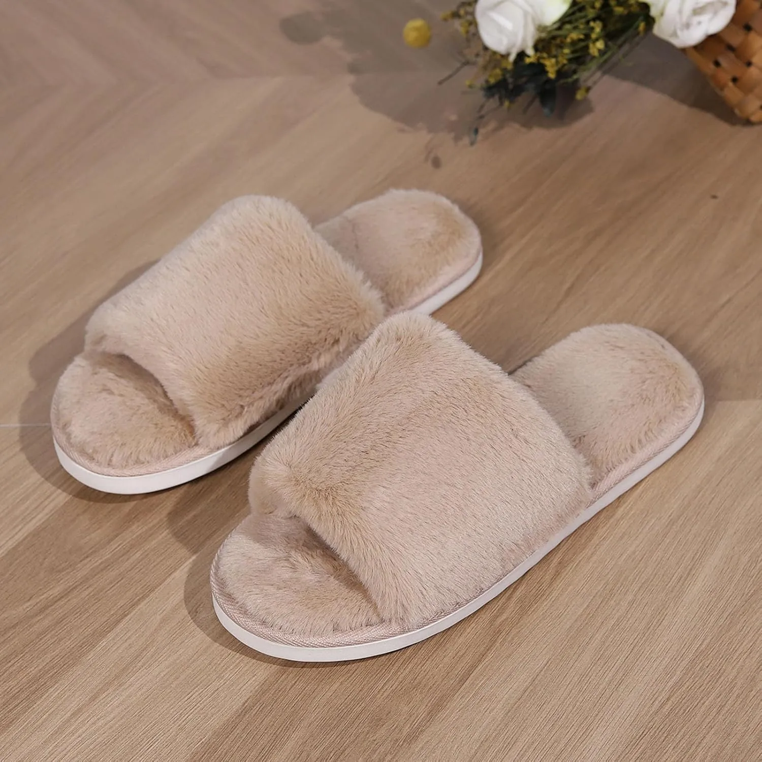 Couple Solid Color Thick Bottom Warm Non Slip Padded Home Slippers Glitter Shoes