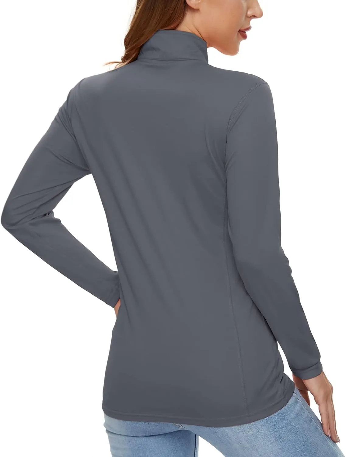CRYSULLY Women's Long Sleeve Shirts Sun Protection 1/4 Zip Summer Quick Dry Hiking Shirts