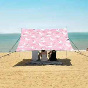 Cute Cats with Pink Bows Beach Camping Tent Sun Shelter for Whole Family, Beach Shade Canopy with UPF50  UV Protection,Easy Set Up and Carry,Outdoor Shade for Trips, Fishing, Backyard Fun Picni