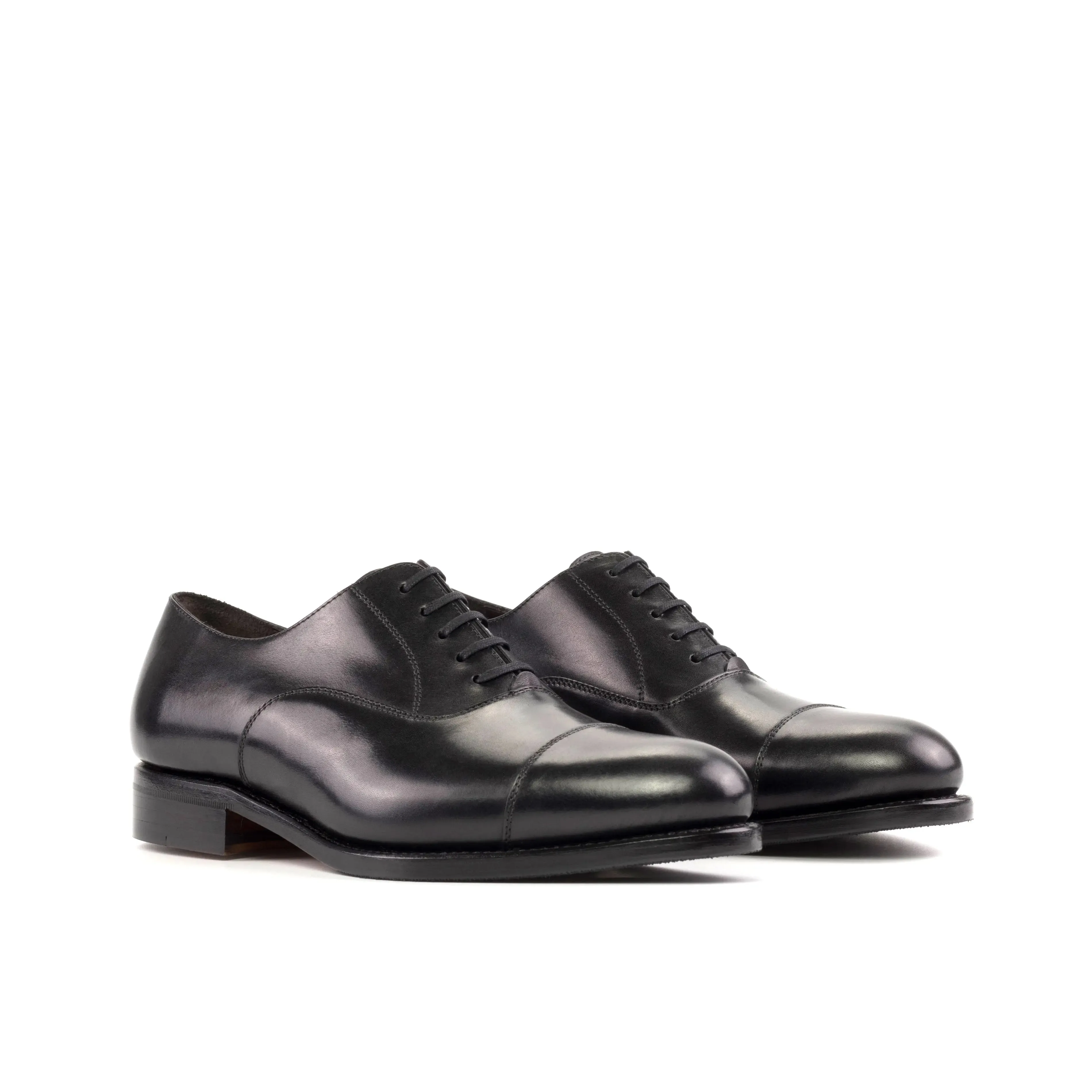 DapperFam Rafael in Black Men's Italian Leather Oxford