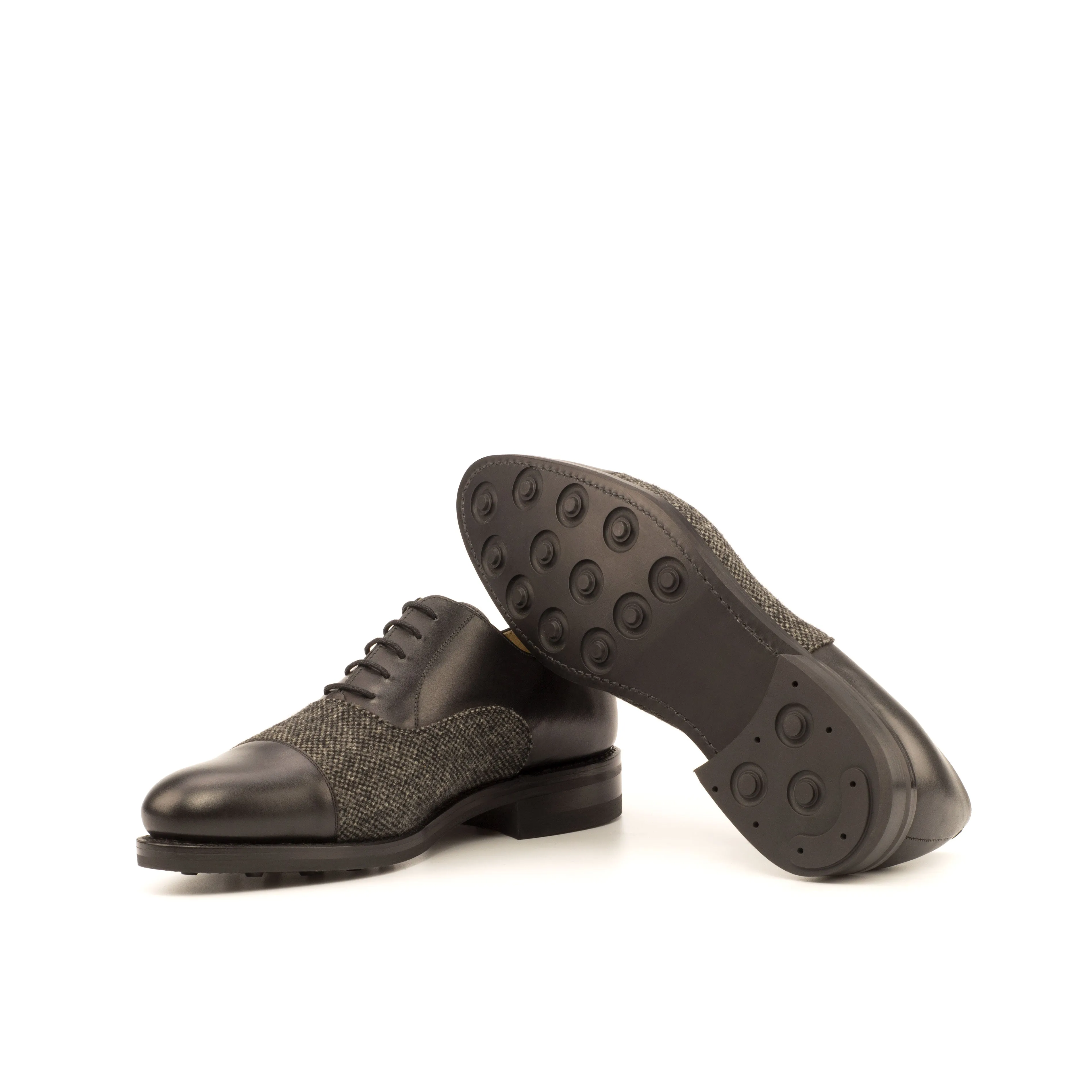 DapperFam Rafael in Nailhead / Black Men's Sartorial & Italian Leather Oxford