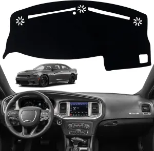 Dashboard Dash Board Cover Mat Pad Carpet Non-Slip Custom Compatible with Dodge Charger 2011-2022 Protector Sunshield (Black Trim)