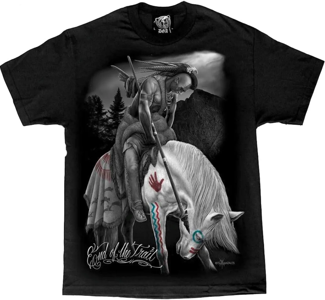 David Gonzales Men's The End of Trail Native American Indian Warrior DGA Art T Shirt