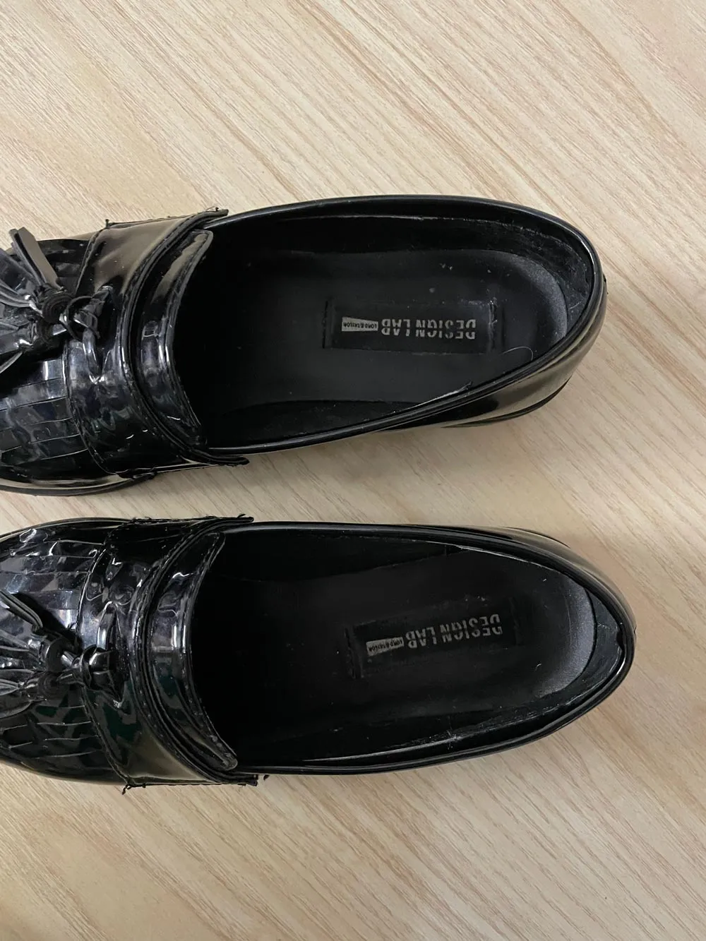 design lab iggi patent fringe tassel loafer