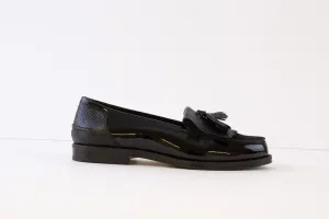 DIEGO BELLINI - 651C FLAT FASHION LOAFER - BLACK PATENT LEATHER