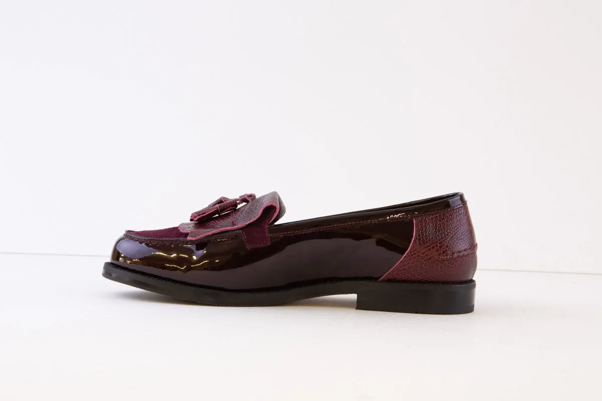 DIEGO BELLINI - 651C FLAT FASHION LOAFER  - WINE PATENT LEATHER