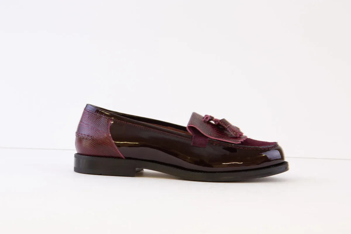 DIEGO BELLINI - 651C FLAT FASHION LOAFER  - WINE PATENT LEATHER