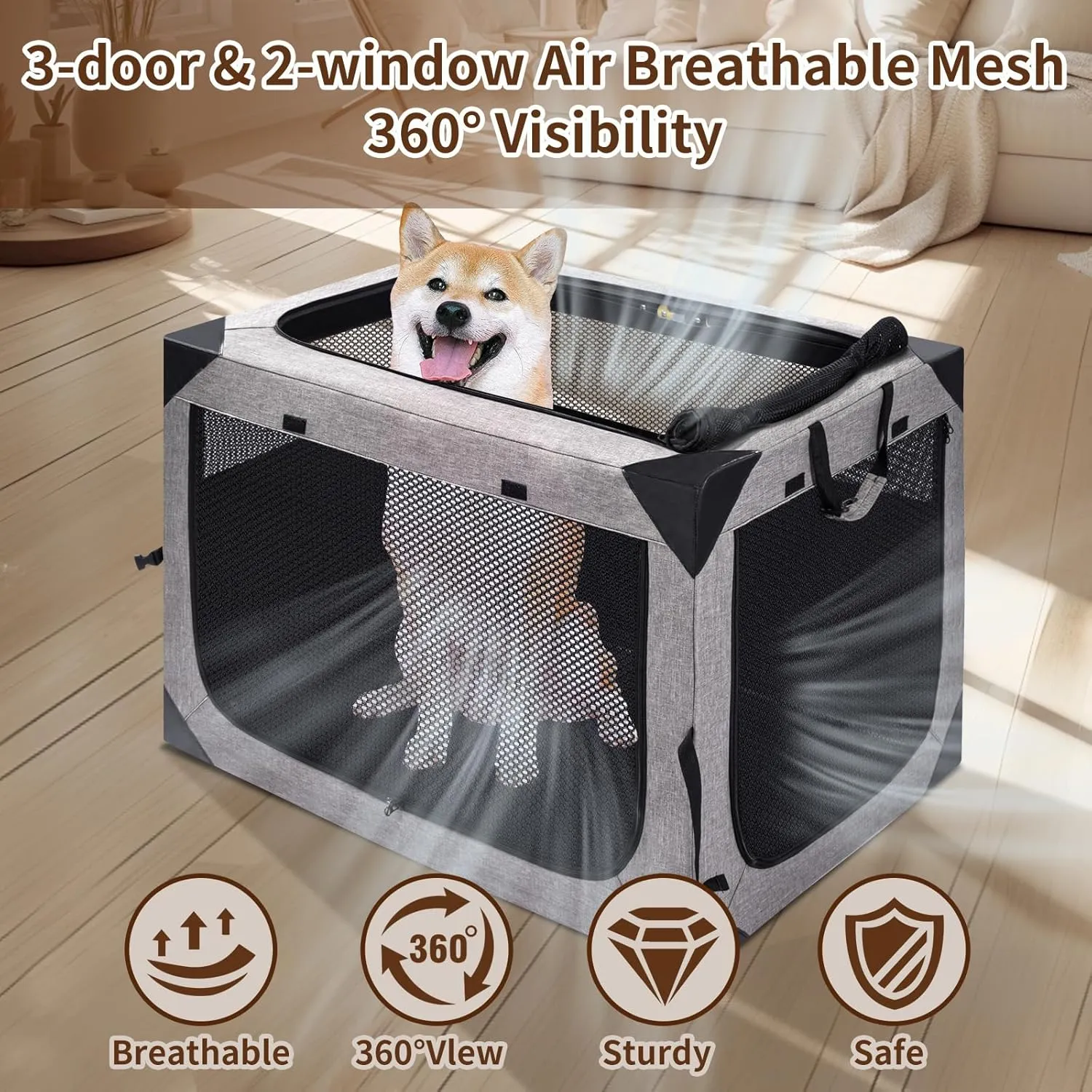 Dog Crate,36x25x25 Inch Large Dog Crate for Large or Medium Dogs, Portable and Foldable Design of Dog Cage, Perfect for Travel