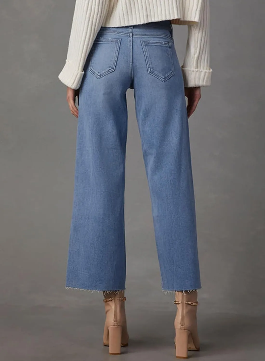 Dokotoo Womens High Waist Baggy Jeans Wide Leg Casual Petite 2025 8 Points Length Stretch Denim Pants