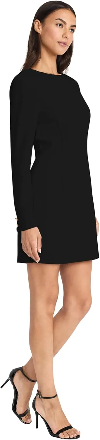 Donna Morgan Women's Elegant Long Sleeve Mini Fitted Silhouette with High Neckline-Versatile Cocktail Dress