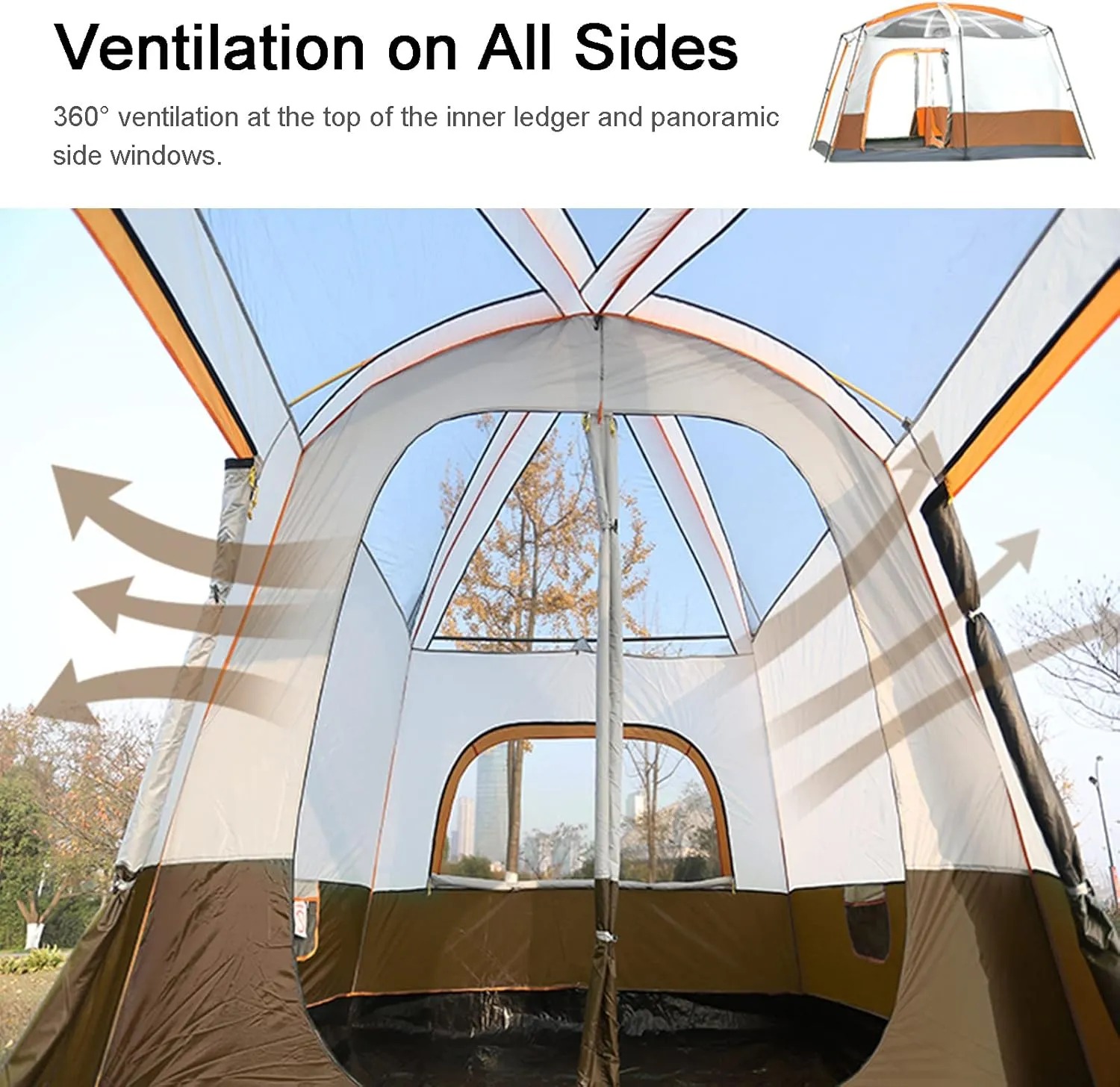 Double Layer Camping Tent Instant Pop Up Tent Waterproof Windproof Family Dome Tent with Rainfly for Outdoor Mountaineering Hunting Hiking Adventure Travel