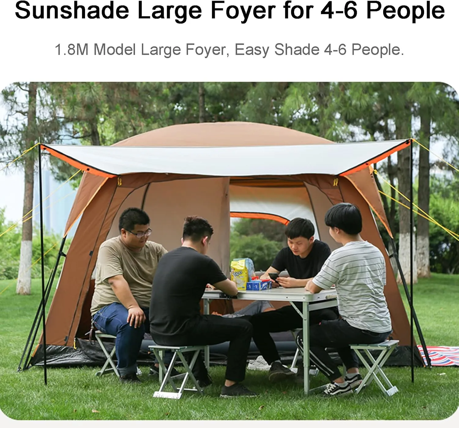 Double Layer Camping Tent Instant Pop Up Tent Waterproof Windproof Family Dome Tent with Rainfly for Outdoor Mountaineering Hunting Hiking Adventure Travel