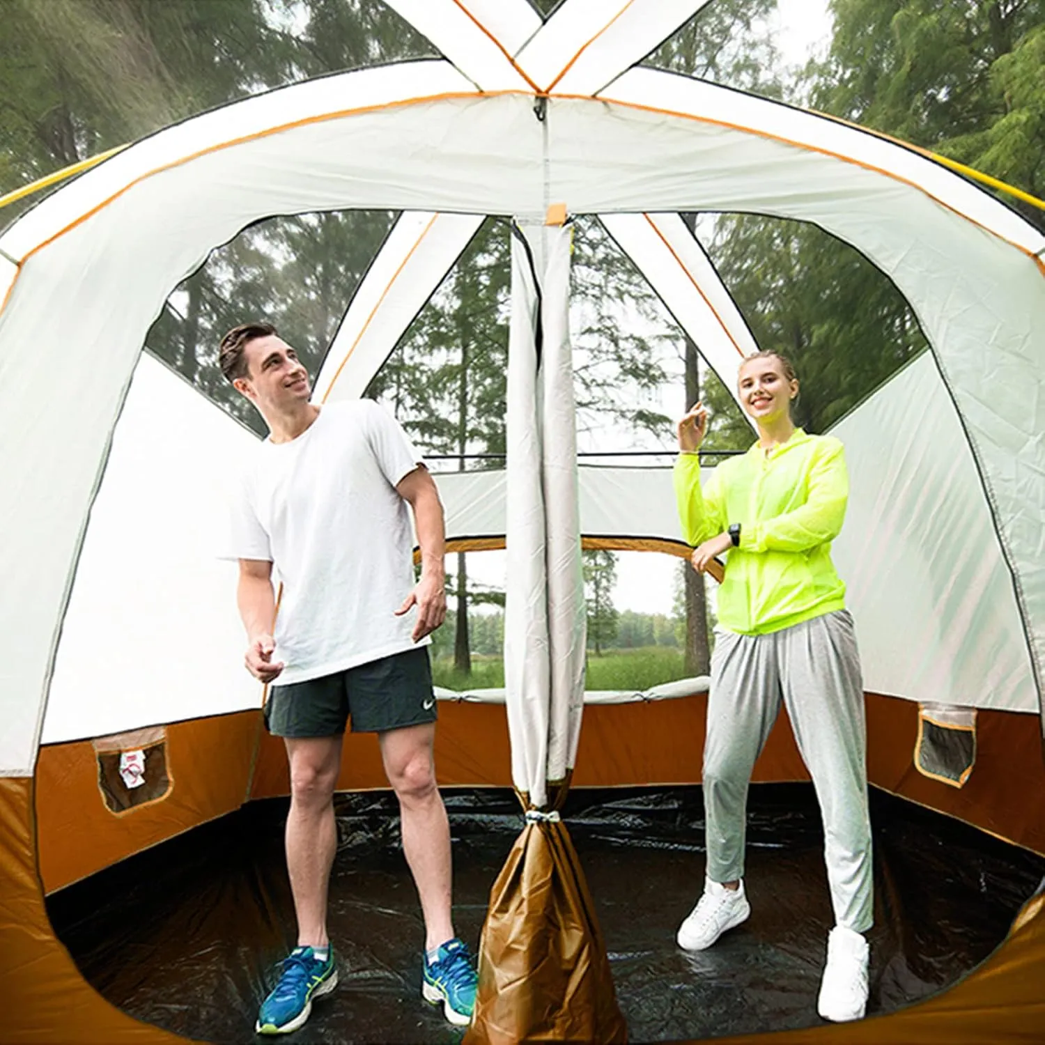 Double Layer Camping Tent Instant Pop Up Tent Waterproof Windproof Family Dome Tent with Rainfly for Outdoor Mountaineering Hunting Hiking Adventure Travel