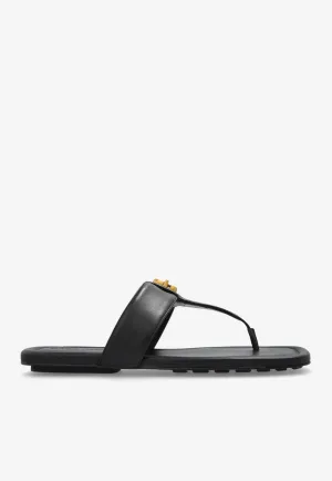 Dual T-Strap Leather Flat Sandals