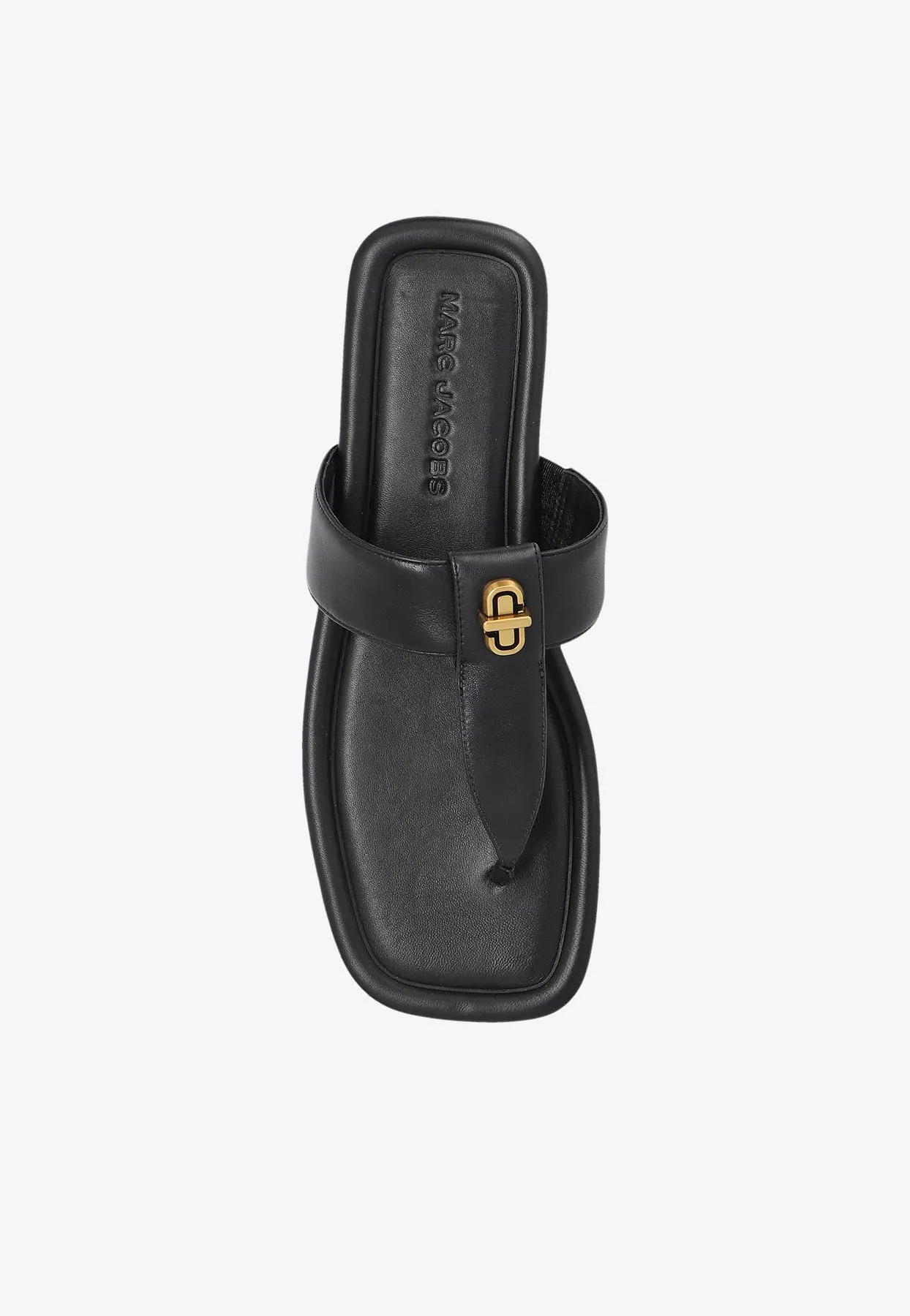 Dual T-Strap Leather Flat Sandals