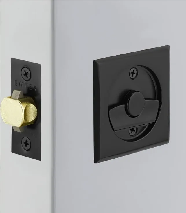 Emtek Tubular Pocket Door (Round Privacy, Flat Black (US19))
