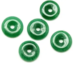 Fashewelry 10Pcs Natural Jade Donut Disc Gemstone Pendants 24-25mm Large Hole Healing Chakra Polished Stone Flat Round Bead Charms for Jewelry Making Hole: 5mm