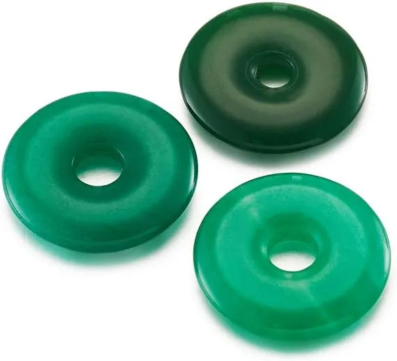 Fashewelry 10Pcs Natural Jade Donut Disc Gemstone Pendants 24-25mm Large Hole Healing Chakra Polished Stone Flat Round Bead Charms for Jewelry Making Hole: 5mm