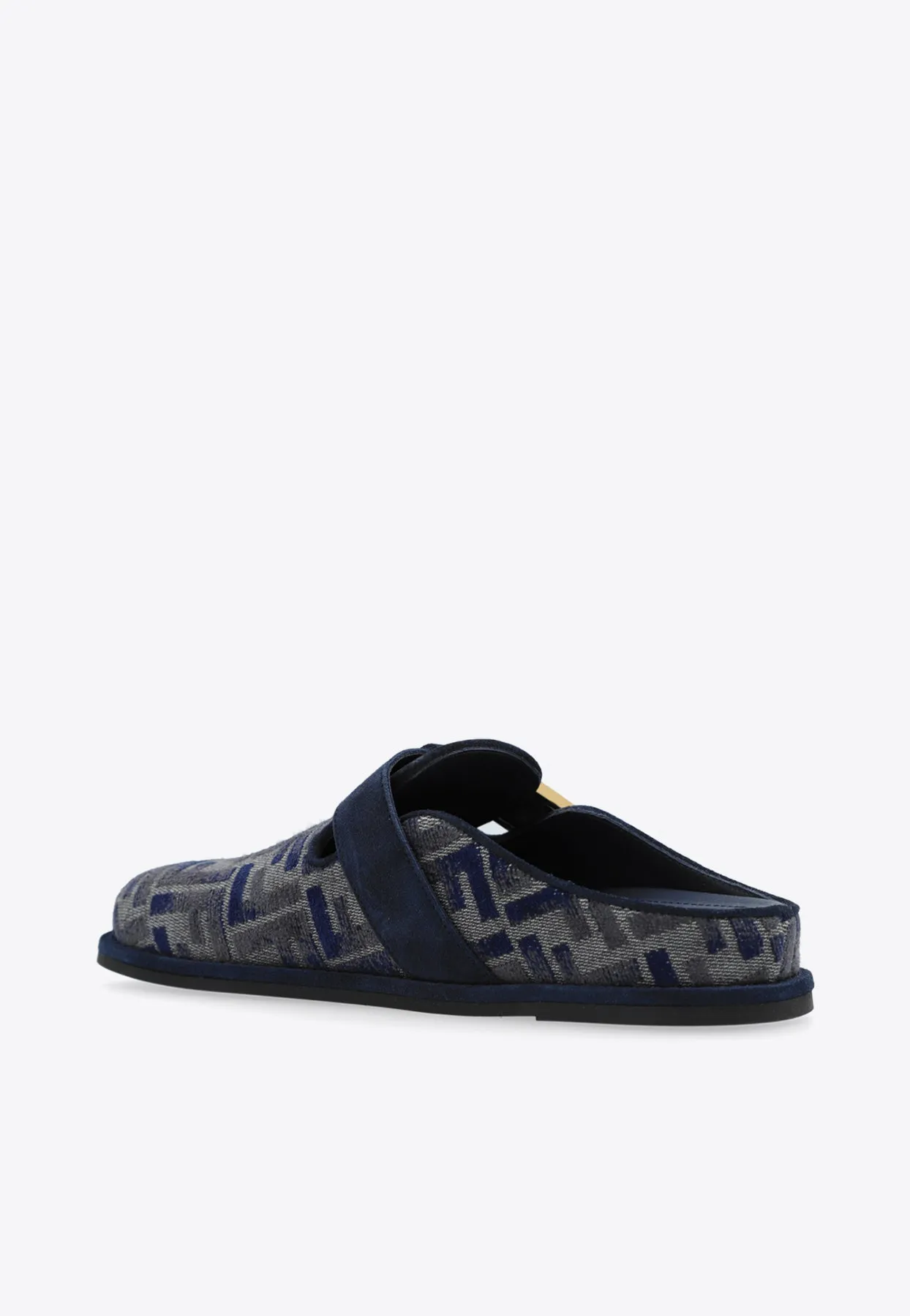 Feel FF Jacquard Denim Flat Mules