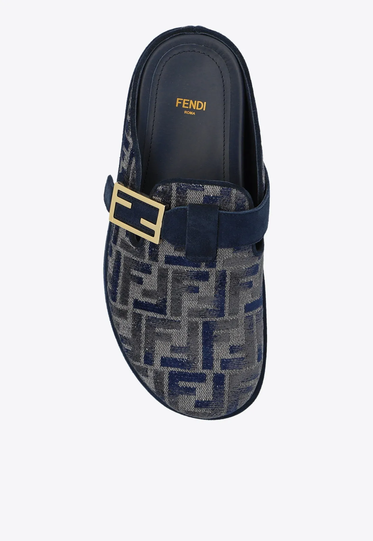 Feel FF Jacquard Denim Flat Mules