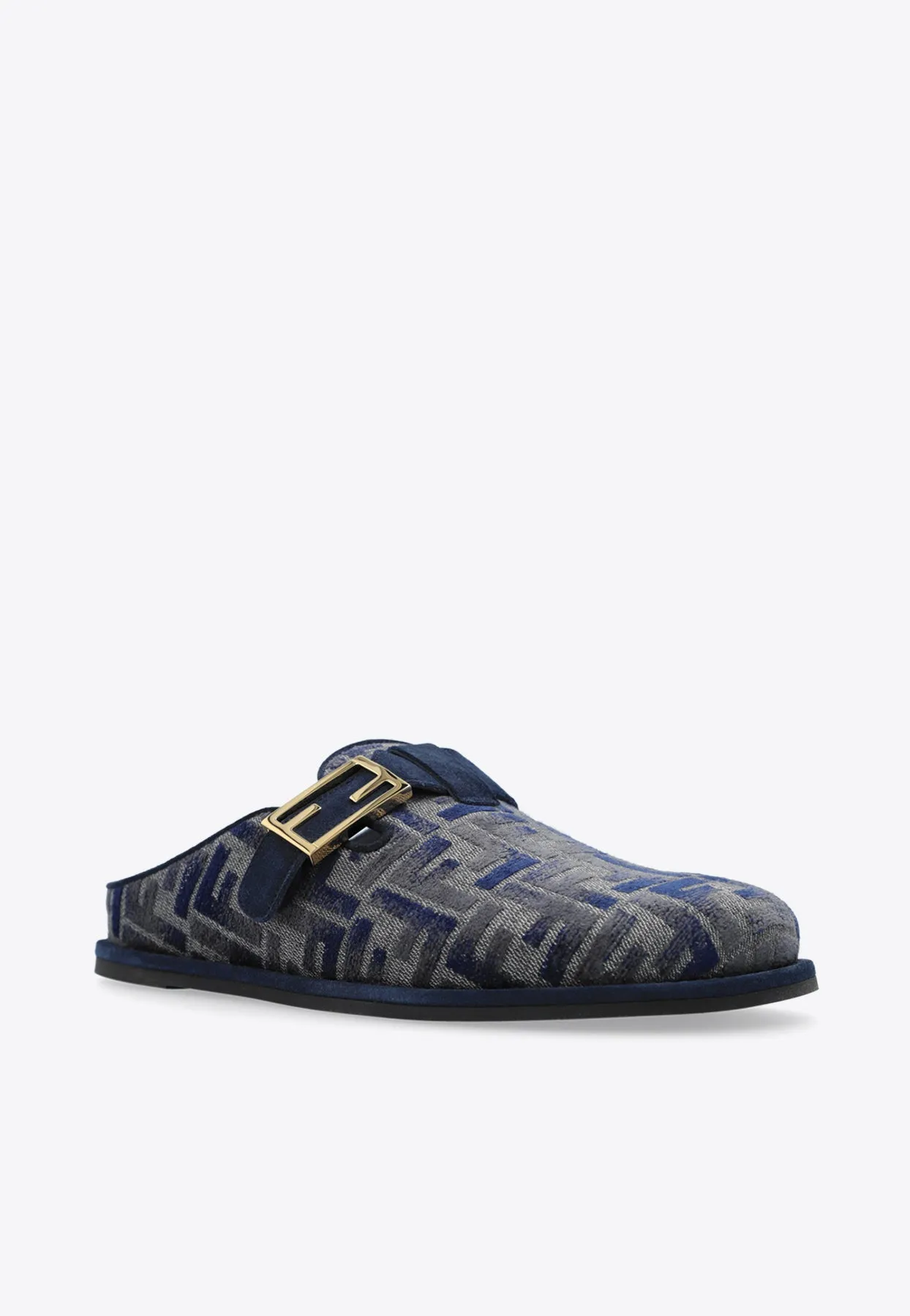 Feel FF Jacquard Denim Flat Mules