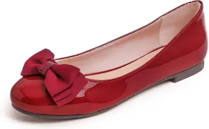 Feversole Women's Round Toe Cute Bow Trim Ballet Flats