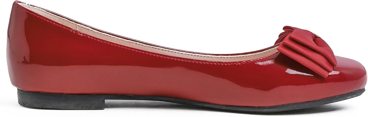 Feversole Women's Round Toe Cute Bow Trim Ballet Flats