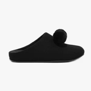 FitFlop CHRISSIE POM POM Womens Mule Slippers All Black